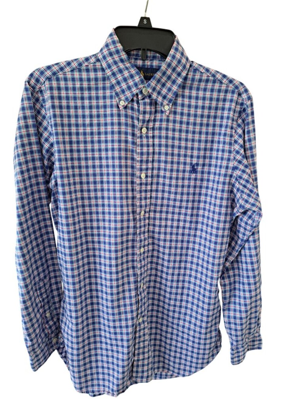 Ralph Lauren Men's Blue Plaid Button-Up Shirt Pony Logo Long Sleeve Small Gusset - Picture 1 of 14